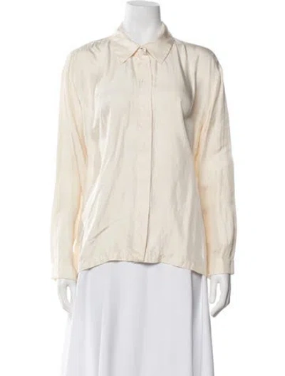 Pre-owned Munthe Silk Long Sleeve Top In Neutrals