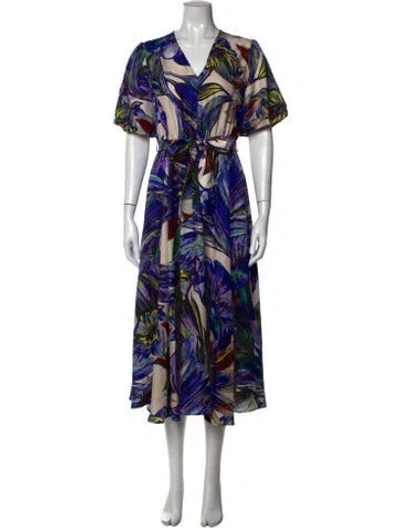 Pre-owned Munthe Silk Midi Length Dress In Blue