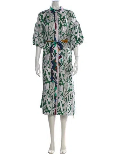 Pre-owned Munthe Silk Midi Length Dress In Green