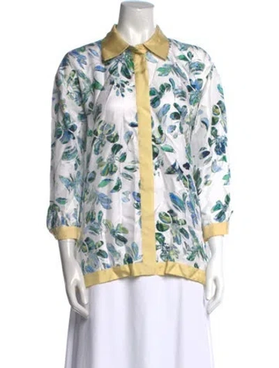 Pre-owned Munthe Silk Printed Button-up Top In White
