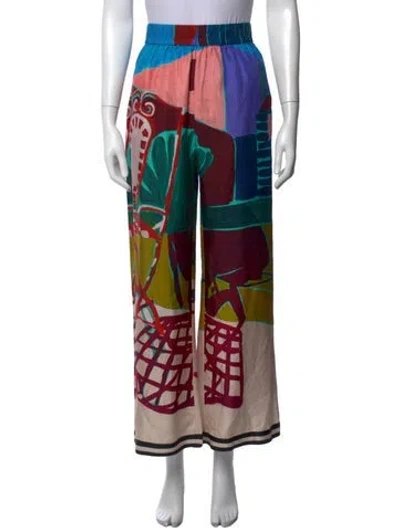 Pre-owned Munthe Silk Wide Leg Pants In Red