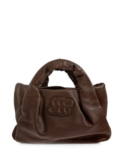 Munthe Small Lixia Logo-patch Tote Bag In Brown