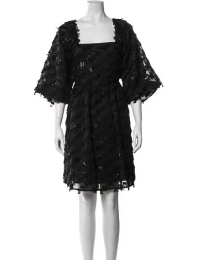 Pre-owned Munthe Square Neckline Knee-length Dress In Black