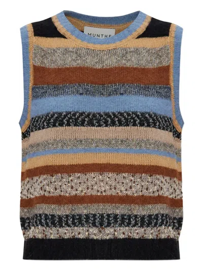 Munthe Striped Alpaca Wool Vest In Multi