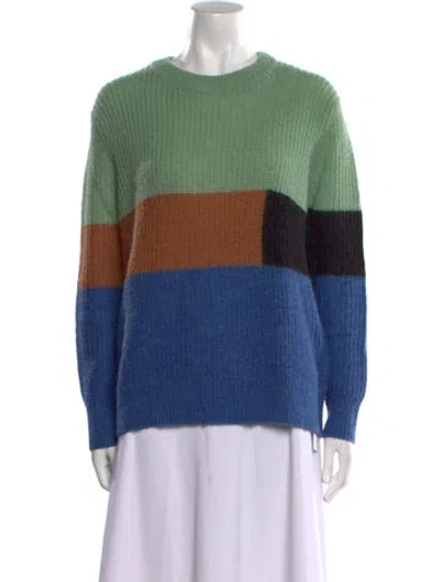 Pre-owned Munthe Striped Crew Neck Sweater In Green