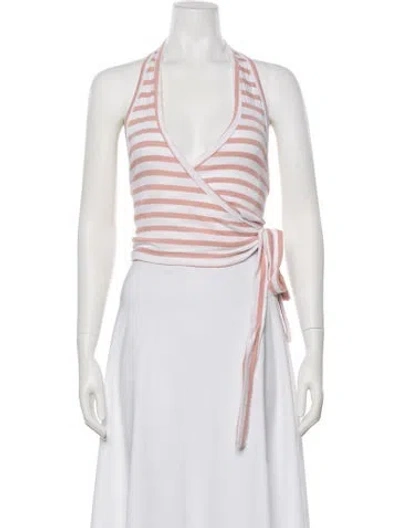 Pre-owned Munthe Striped Halterneck Top In White