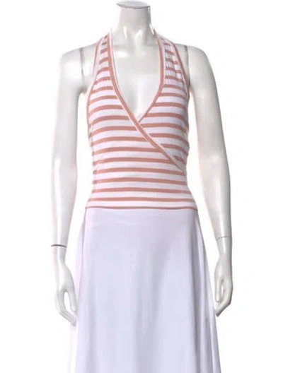 Pre-owned Munthe Striped Halterneck Top In White