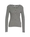 Munthe Striped Knit Top With Half-button Placket And Fitted Silhouette In Gray