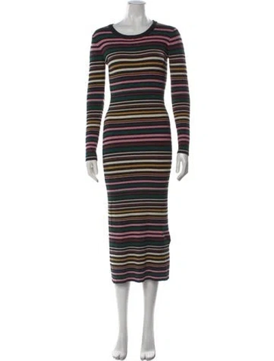 Pre-owned Munthe Striped Long Dress In Black