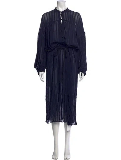 Pre-owned Munthe Striped Long Dress In Blue