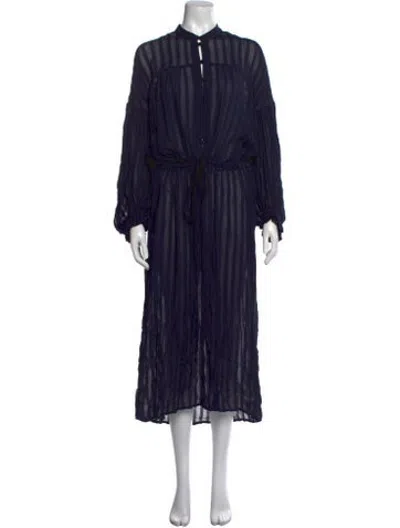 Pre-owned Munthe Striped Long Dress In Blue