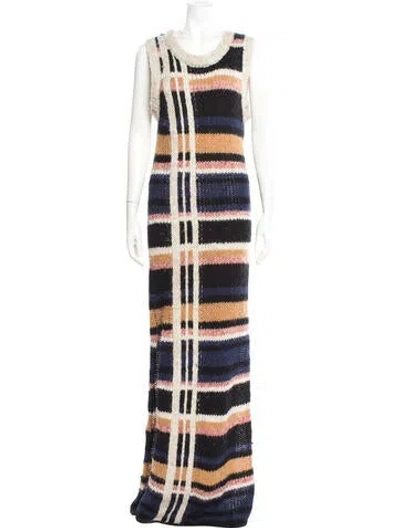 Pre-owned Munthe Striped Long Dress In Multi