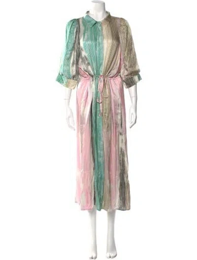 Pre-owned Munthe Striped Long Dress In Multi