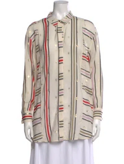 Pre-owned Munthe Striped Long Sleeve Blouse In Neutral