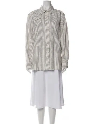 Pre-owned Munthe Striped Long Sleeve Top In Green
