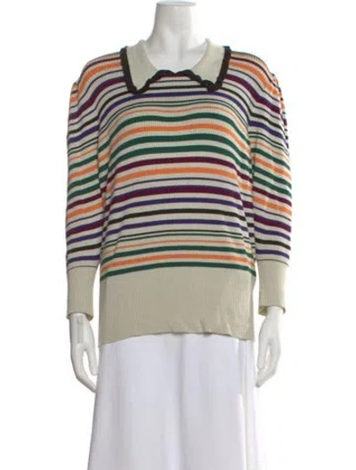 Pre-owned Munthe Striped Long Sleeve Top In Neutral