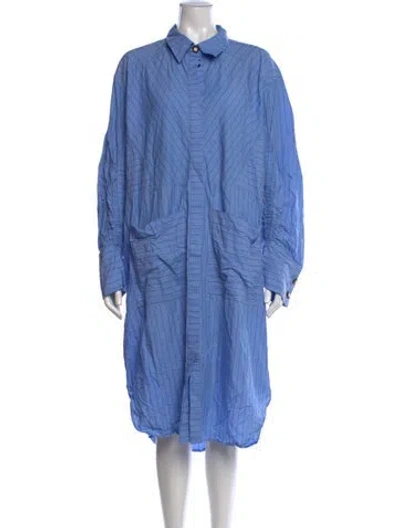 Pre-owned Munthe Striped Midi Length Dress In Blue