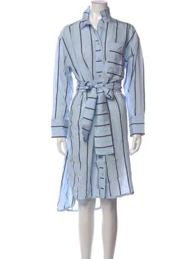 Pre-owned Munthe Striped Midi Length Dress In Blue