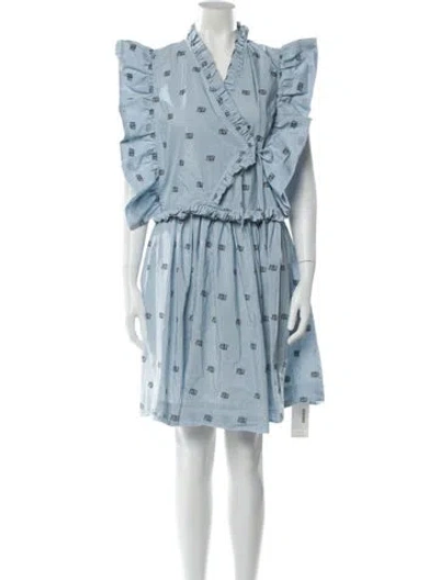 Pre-owned Munthe Striped Mini Dress In Blue