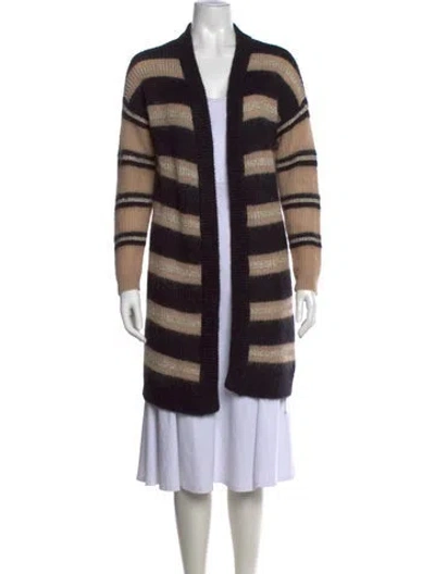 Pre-owned Munthe Striped Open Front Sweater In Black