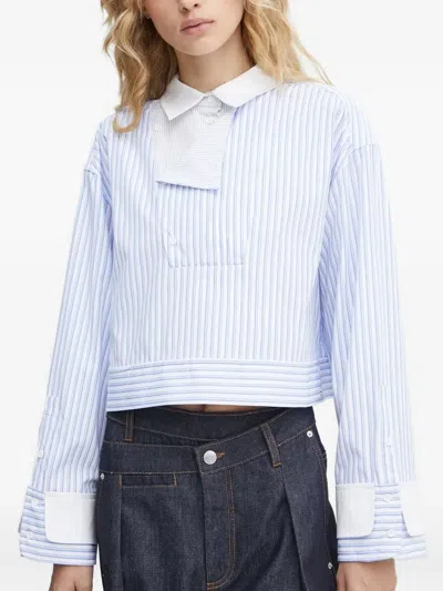 Munthe Striped-pattern Panelled Shirt In Blue