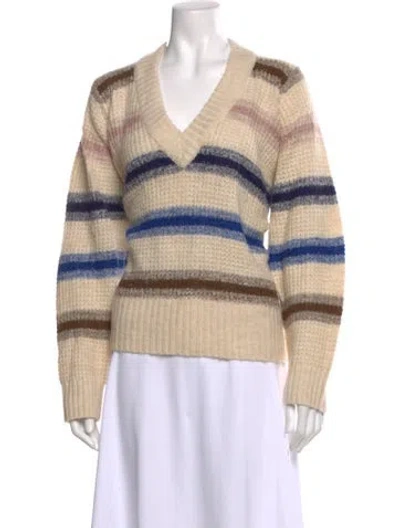 Pre-owned Munthe Striped V-neck Sweater In Neutral