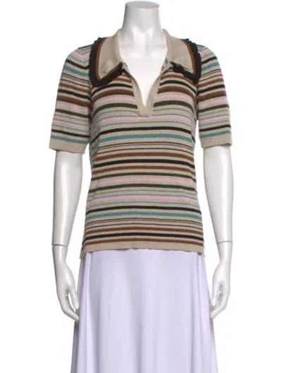 Pre-owned Munthe Striped V-neck Sweater In Neutrals