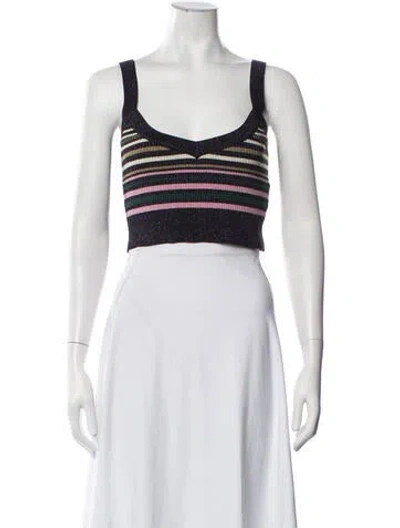 Pre-owned Munthe Striped V-neck Top In Blue