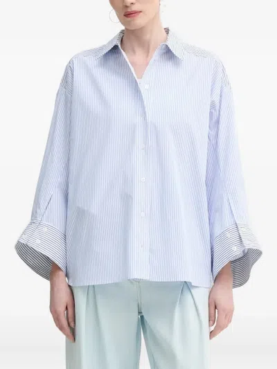 Munthe Striped Wide-cuff Shirt In Blue