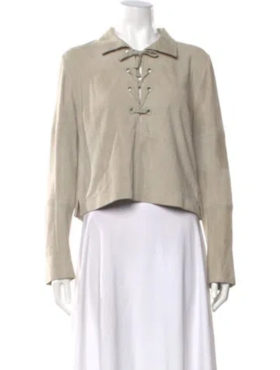 Pre-owned Munthe Suede Long Sleeve Top In Neutral