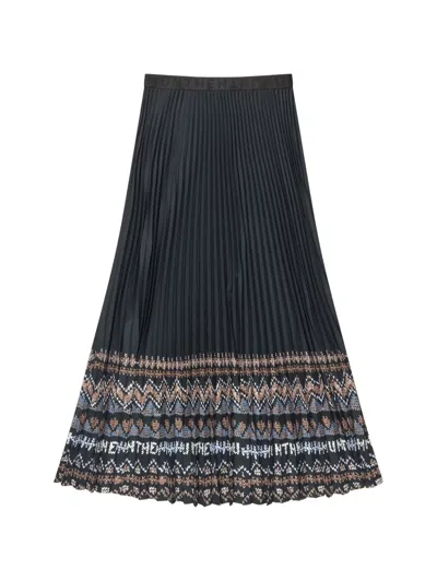 Munthe Langer Taulla Faltenrock Mit Print In Black