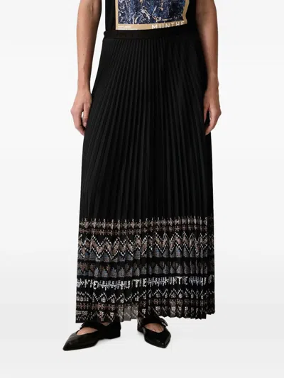 Munthe Taulla Pleated Pattern-print Skirt In Black
