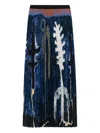 Munthe Taulla Pleated Print Long Skirt In Blue