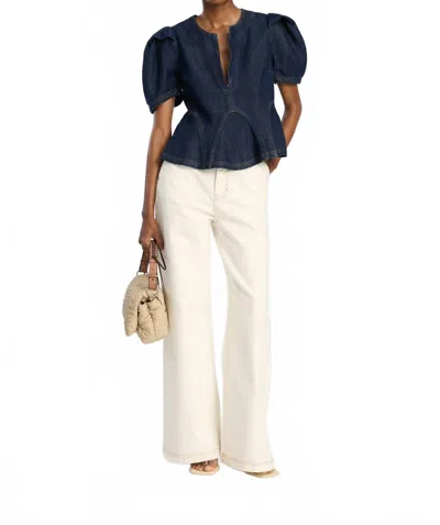 Munthe Tencel Denim Top In Indigo Blue