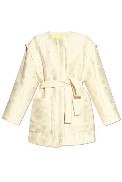 Munthe Otti Belted Jacquard Jacket In Beige