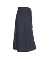 Munthe Trapeze Wrap Midi Skirt With Practical Waist Closure In Black