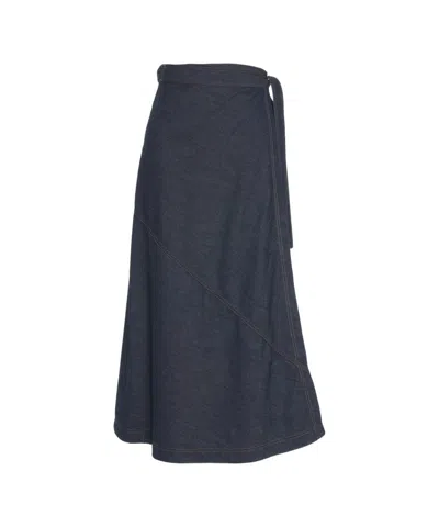 Munthe Trapeze Wrap Midi Skirt With Practical Waist Closure In Black