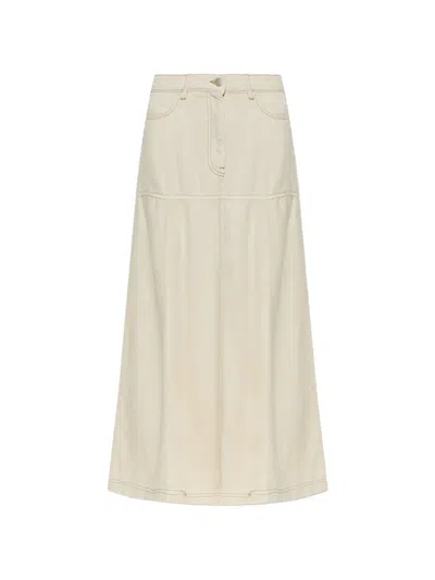 Munthe Tuxya Contrast-stitch Panelled Maxi Skirt In Neutral