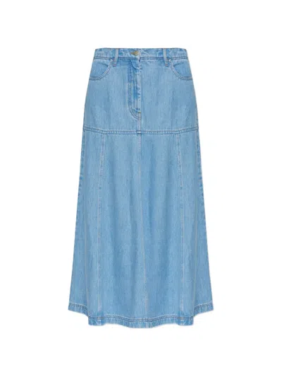 Munthe Tuxya Panelled Denim Maxi Skirt In Blue