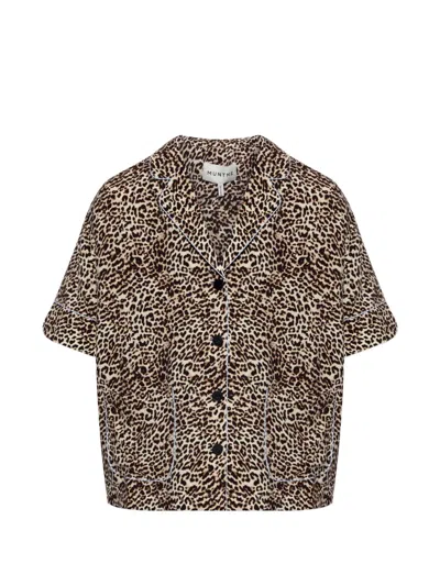 Munthe Ushi Leopard-print Contrast-piping Shirt In Animal Print