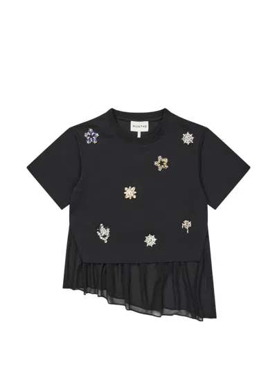 Munthe Vach Crystal-embellished Layered T-shirt In Black