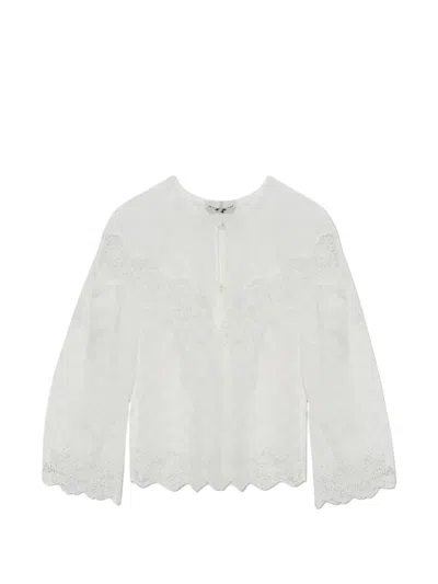 Munthe Valiance Embroidered Lace-trim Blouse In White