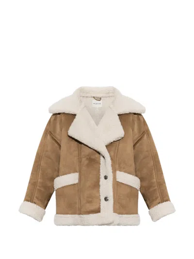 Munthe Valter Teddy-trim Coat In Brown