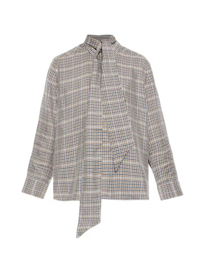 Munthe Veiling Check-pattern Tie-neck Shirt In Orange
