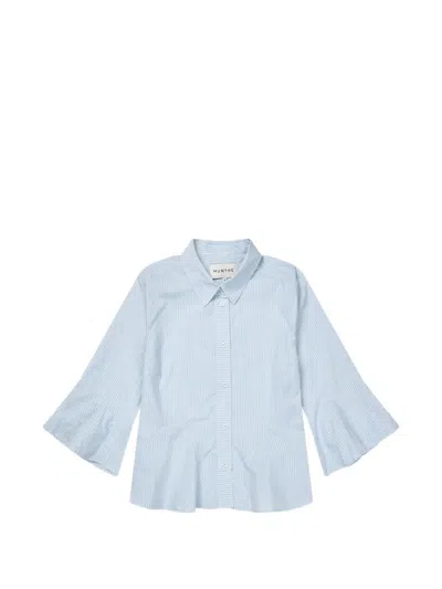 Munthe Veracity Striped Flared-sleeve Shirt In Blue