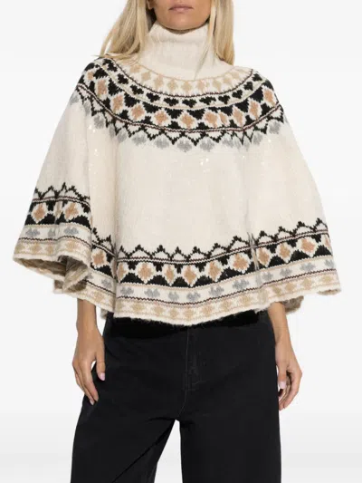 Munthe Verst Fair Isle Poncho In Neutral