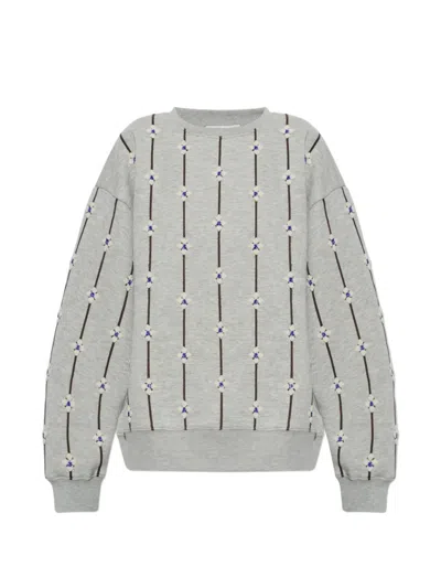 Munthe Vesicle Floral-embellished Sweatshirt In Gray