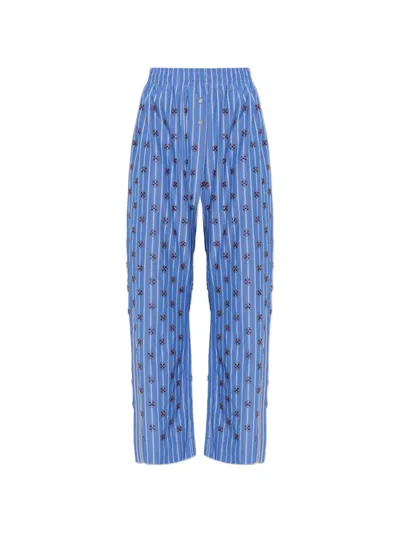 Munthe Viologen Bead-embellished Striped Trousers In Blue