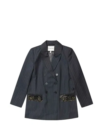 Munthe Virionics Pinstripe Sequin-embellished Jacket In Black