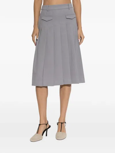 Munthe Vironicae Pleated Midi Skirt In Gray